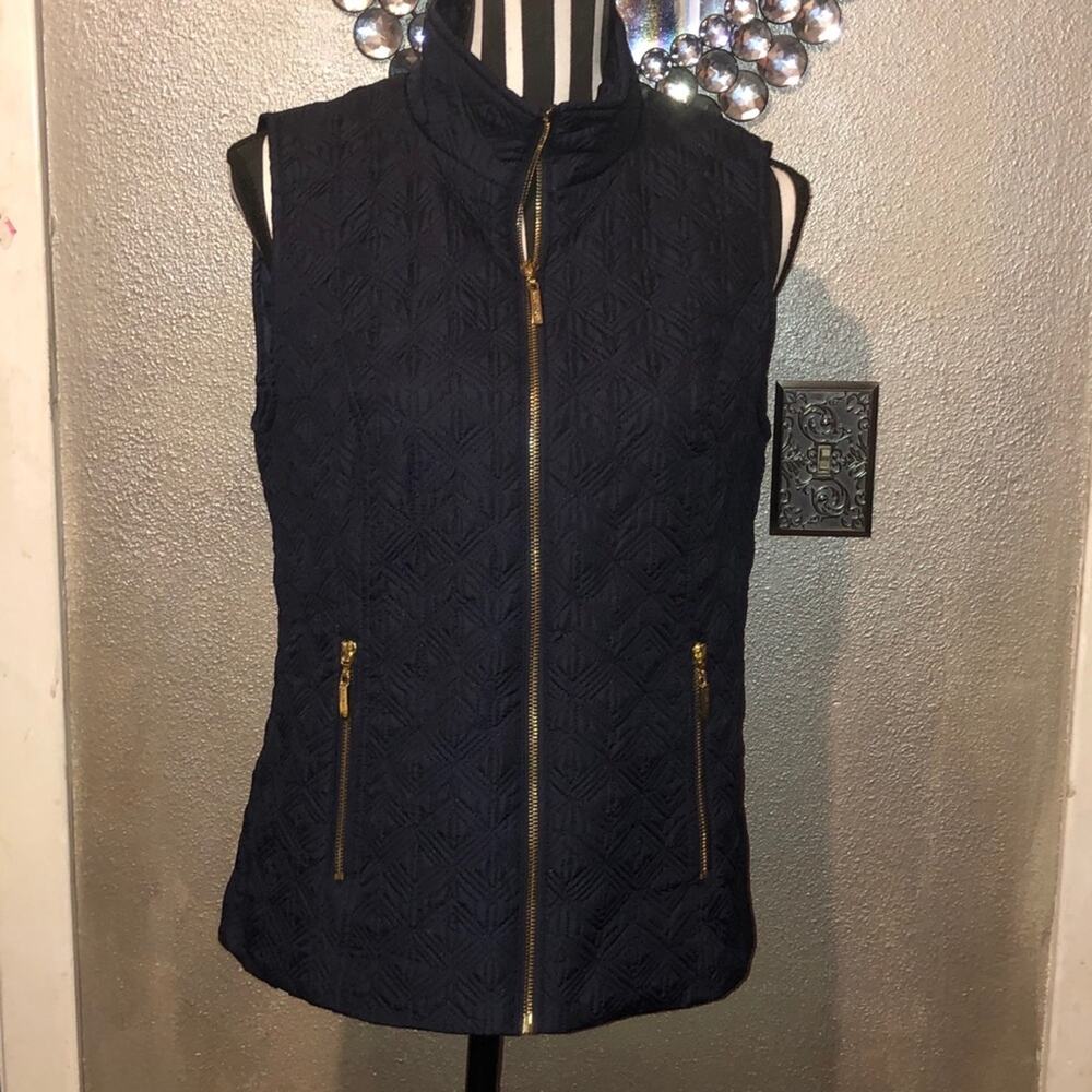 Ellen Tracy Preppy Academia Office Business Old Money Black Diamond Quilted Vest